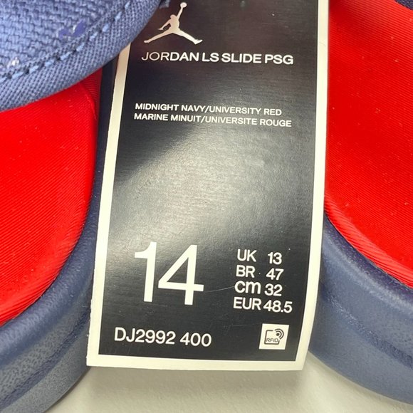 Nike Air Jordan LS x Paris St Germain Navy Blue Slide 12,13,and 14 DJ2992-400 - Picture 11 of 11